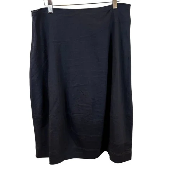 Eileen Fisher Black Linen Blend Midi Skirt Small - Picture 4 of 10